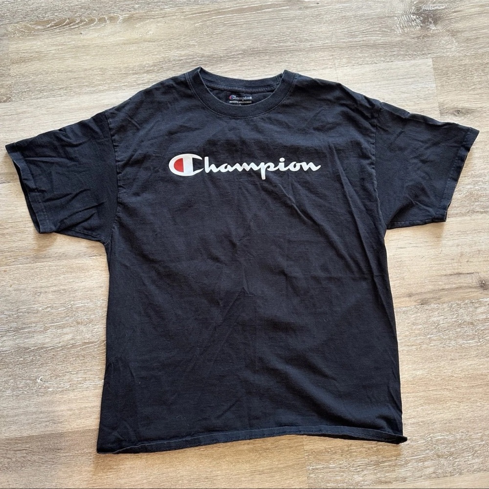 Champion Men's Black Tee with Logo